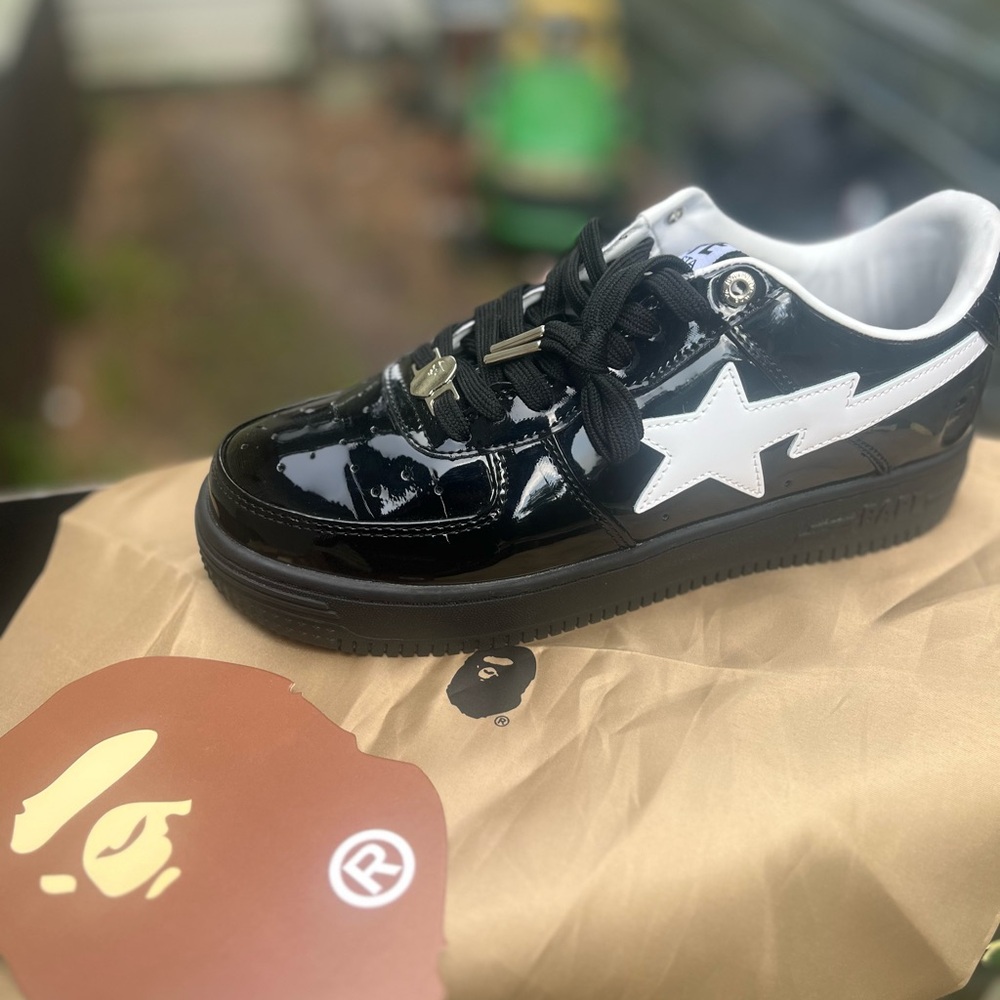 Bape Black and White Patent Sneakers #2